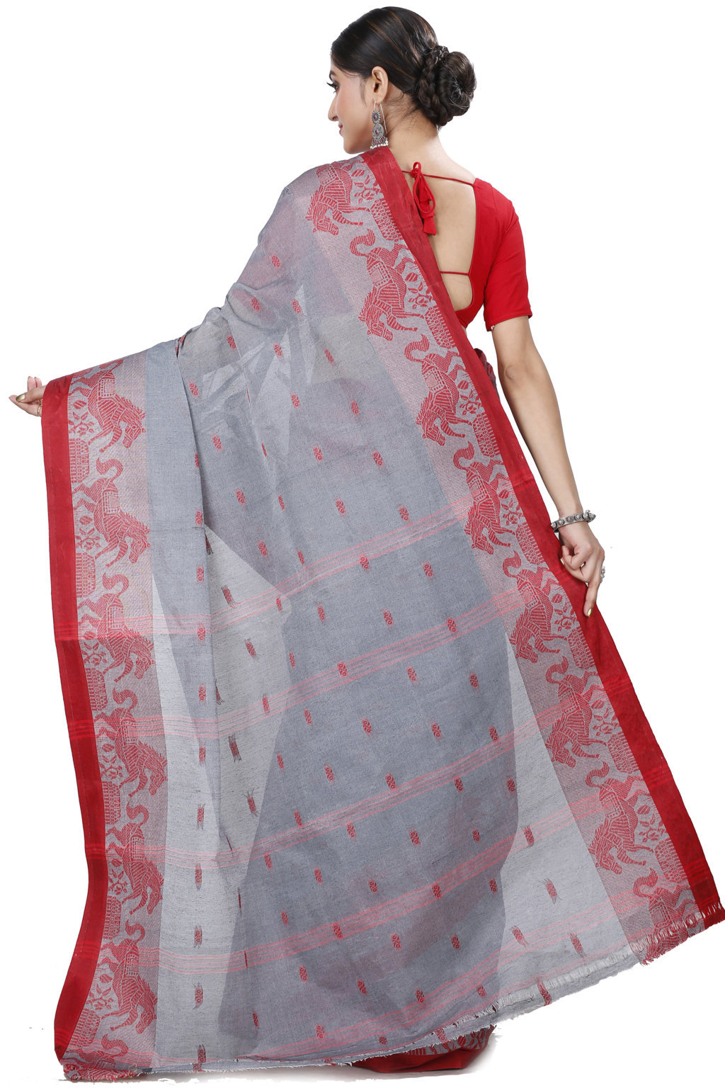 Grey Pure Cotton Indrani Tant Saree (1016)